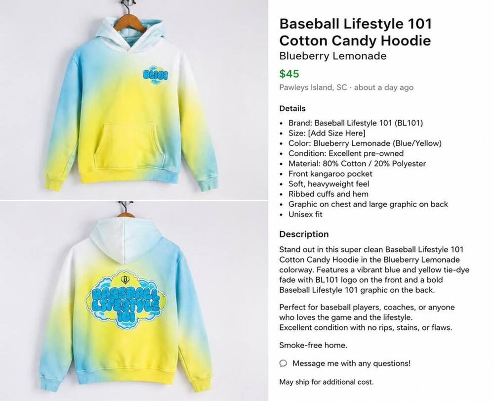 Baseball Lifestyle 101 Cotton Candy Kids Hoodie - Youth Medium